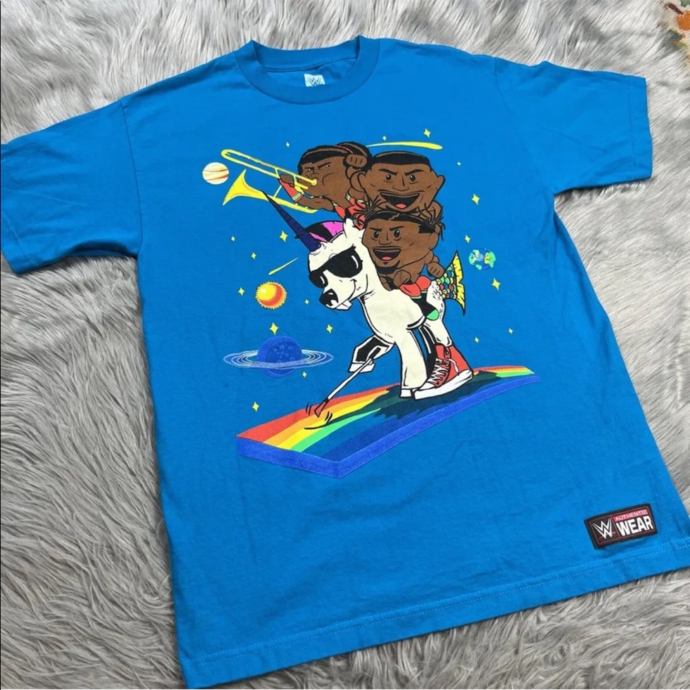 WWE The New Day Blue Cartoon Wrestling T Shirt Medium